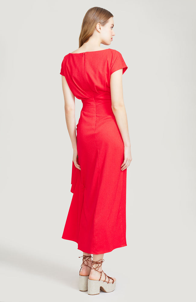 Textured Crepe Side Ruched Sheath