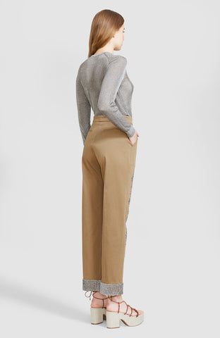 Embroidered Canvas Twill Straight Leg Pant