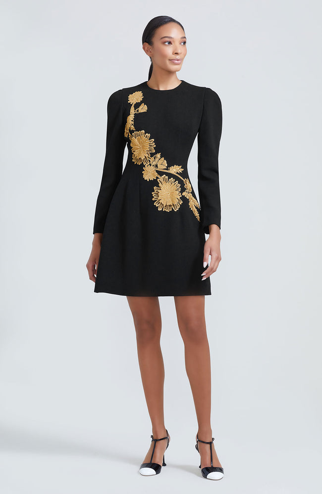 Guipure Appliqued Wool Crepe Holly Dress