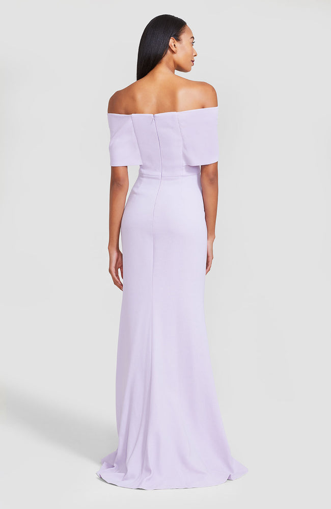 Wool Crepe Off the Shoulder Gown