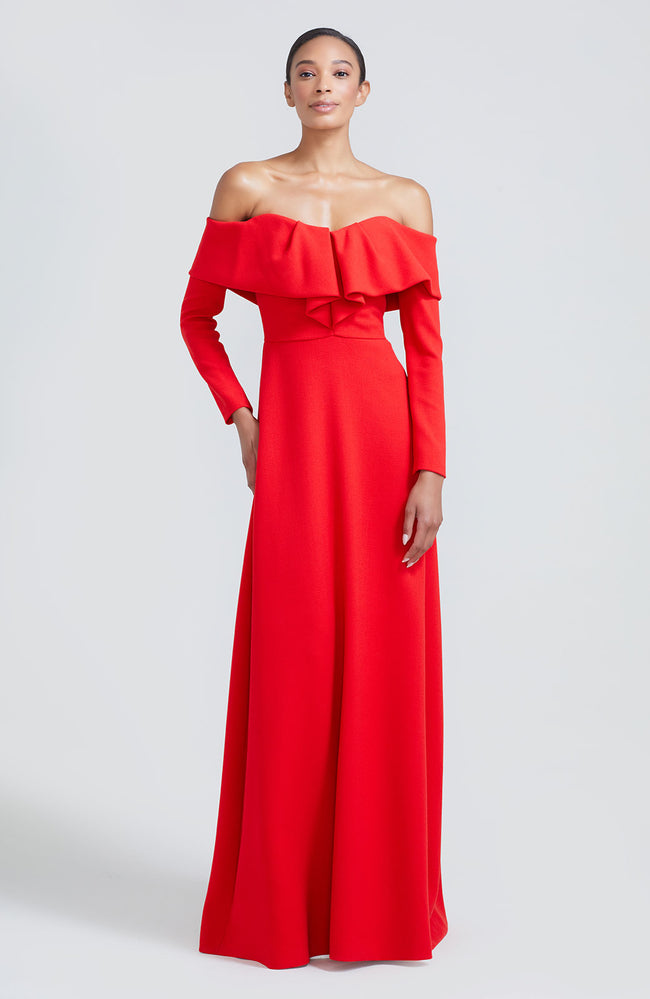 Wool Crepe Bow Front Gown