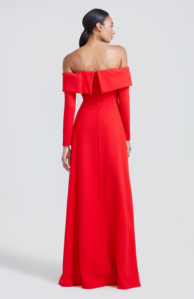 Wool Crepe Bow Front Gown
